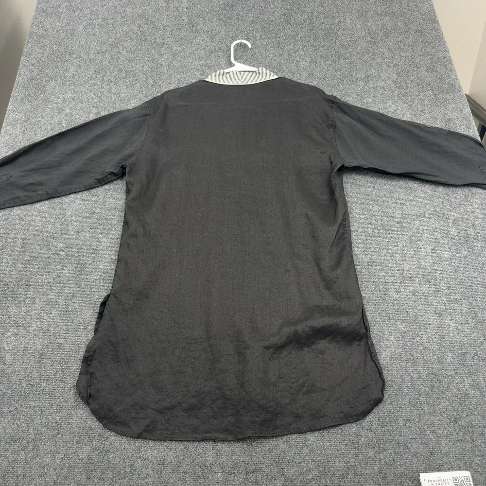 Glance Party Wear Shirt Mens XXL Black Linen Look Epaulettes V Neck Casual Boho